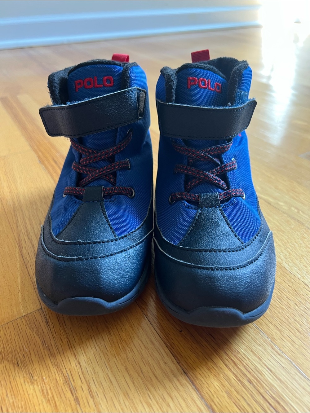Polo by Ralph Lauren Kids Blue & Black With Red Polo/ Pony Winter Boots size 13Y